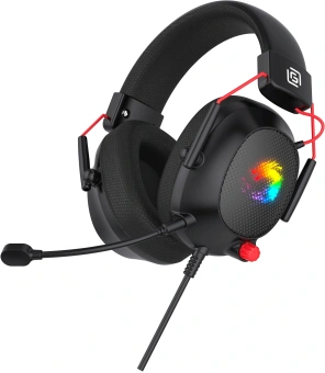 Наушники с микрофоном Оклик HS-L305G черный/красный 2м мониторные оголовье (2060511) - купить недорого с доставкой в интернет-магазине