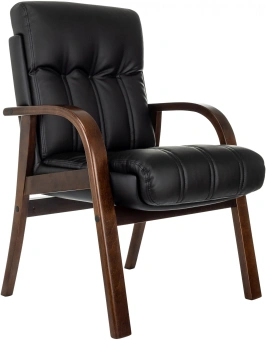 Кресло Бюрократ T-9932W-CF-Eco черный экокожа на ножках дерево - купить недорого с доставкой в интернет-магазине