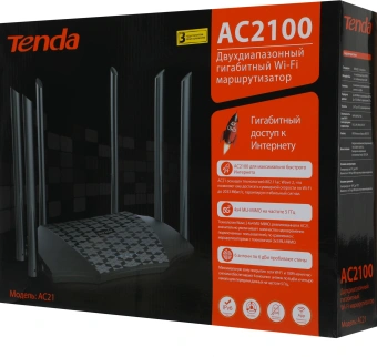 Роутер беспроводной Tenda AC21 AC2100 10/100/1000BASE-TX черный - купить недорого с доставкой в интернет-магазине