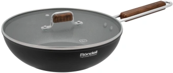 Сковорода ВОК (WOK) Rondell Fjord RDA-1800 круглая 28см покрытие: Xylan Plus ручка несъемная (с крышкой) черный - купить недорого с доставкой в интернет-магазине