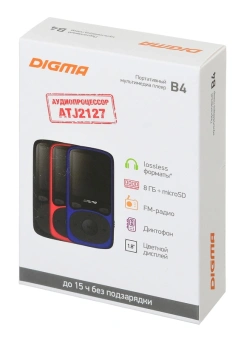 Плеер Hi-Fi Flash Digma B4 8Gb синий/1.8"/FM/microSDHC - купить недорого с доставкой в интернет-магазине