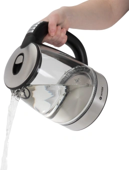 Чайник электрический Vitek VT-8828 1.7л. 2200Вт серебристый корпус: стекло/металл - купить недорого с доставкой в интернет-магазине