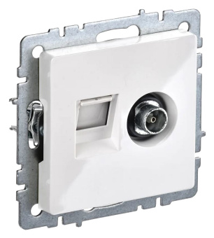 Розетка комп/телев. IEK Brite РТВ/РК12-БрКр BR-AK20-1-K01 2розет. концевая одинар. скрыт. штор. IP20 белый (упак.:1шт) - купить недорого с доставкой в интернет-магазине