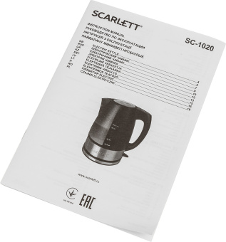 Чайник электрический Scarlett SC-1020 2.2л. 2200Вт черный корпус: пластик - купить недорого с доставкой в интернет-магазине