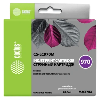 Картридж струйный Cactus CS-LC970M пурпурный (20мл) для Brother MFC-260c/235c/DCP-150c/135c с чипом - купить недорого с доставкой в интернет-магазине