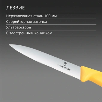 Нож кухонный Victorinox Swiss Classic (6.7738.C1) для чистки овощей и фруктов лезв.100мм прямая заточка желтый - купить недорого с доставкой в интернет-магазине
