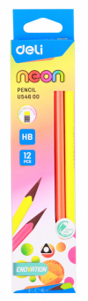 Карандаш ч/г Deli EU54600-1 Neon HB трехгран. пластик коробка (1шт) ластик - купить недорого с доставкой в интернет-магазине