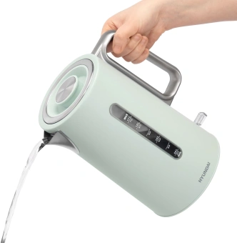 Чайник электрический Hyundai HYK-S9999 1.7л. 2200Вт светло-зеленый/серебристый корпус: металл - купить недорого с доставкой в интернет-магазине