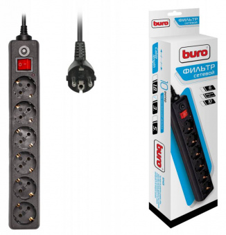 Сетевой фильтр Buro 600SH-3-B 3м (6 розеток) черный (коробка) - цена, купить или заказать с доставкой в интернет-магазине Сетевой фильтр Buro 600SH-3-B 3м (6 розеток) черный (коробка) - купить недорого с доставкой в интернет-магазине