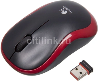Мышь Logitech M185 черный/красный оптическая 1000dpi беспров. USB для ноутбука 2but (910-002633) - купить недорого с доставкой в интернет-магазине