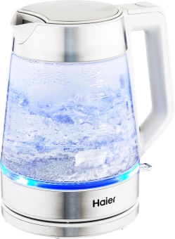 Чайник электрический Haier HK-500 1.7л. 2200Вт серый/белый корпус: стекло/пластик (TD0029955RU) - купить недорого с доставкой в интернет-магазине