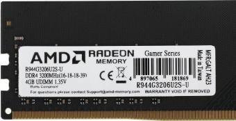 Память DDR4 4GB 3200MHz AMD R944G3206U2S-U Radeon R9 Gamer Series RTL Gaming PC4-25600 CL16 DIMM 288-pin 1.35В Ret - купить недорого с доставкой в интернет-магазине