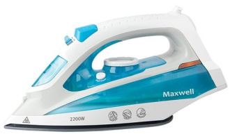 Утюг Maxwell MW-3055B 2200Вт белый/голубой - купить недорого с доставкой в интернет-магазине