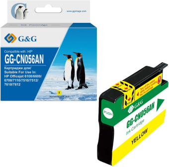 Картридж струйный G&G GG-CN056AN желтый (14мл) для HP Officejet 6100/6600/6700/7110/7510/7610/7612 - купить недорого с доставкой в интернет-магазине