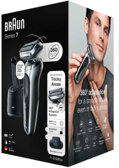 Бритва сетчатая Braun Series 7 71-S7200cc реж.эл.:3 питан.:аккум. черный/серебристый - купить недорого с доставкой в интернет-магазине