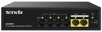 Коммутатор Tenda SG106PC (L2) 6x1Гбит/с 4PoE 50W неуправляемый - купить недорого с доставкой в интернет-магазине