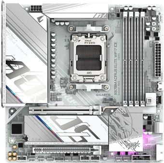 Материнская плата Gigabyte X870M AORUS ELITE WIFI7 ICE Socket AM5 AMD X870 4xDDR5 mATX AC`97 8ch(7.1) 2.5Gg RAID+HDMI - купить недорого с доставкой в интернет-магазине