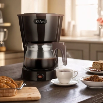 Кофеварка капельная Kitfort КТ-7591 550Вт коричневый - купить недорого с доставкой в интернет-магазине