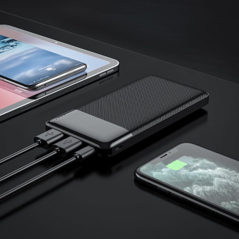 Мобильный аккумулятор Hoco J72 Easy travel 10000mAh 2A 2xUSB-A черный - купить недорого с доставкой в интернет-магазине