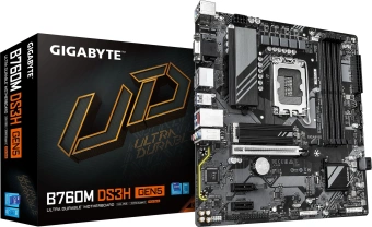 Материнская плата Gigabyte B760M DS3H GEN5 Soc-1700 Intel B760 4xDDR5 mATX AC`97 8ch(7.1) 2.5Gg RAID+VGA+HDMI+DP - купить недорого с доставкой в интернет-магазине