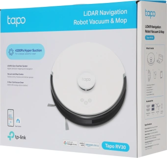 Пылесос-робот TP-Link Tapo RV30 40Вт белый/черный - купить недорого с доставкой в интернет-магазине