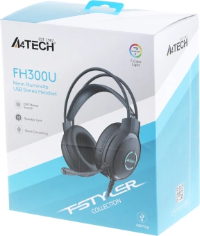 Наушники с микрофоном A4Tech Fstyler FH300U черный 2м мониторные USB оголовье (FH300U BLACK) - купить недорого с доставкой в интернет-магазине