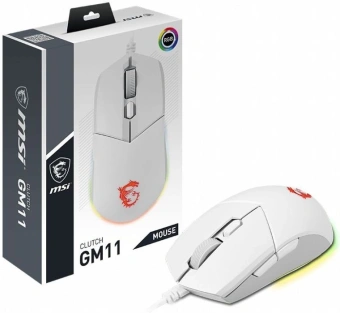 Мышь MSI Clutch GM11 белый оптическая 5000dpi USB 5but (S12-0401970-CLA) - купить недорого с доставкой в интернет-магазине