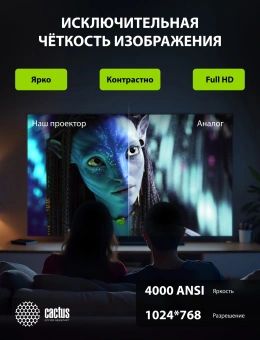 Проектор Cactus CS-S2.B 3LCD 64000Lm LS 4000Lm ANSI (1024x768) 15000:1 ресурс лампы:10000часов 1xUSB typeA 2xHDMI 3.26кг - купить недорого с доставкой в интернет-магазине