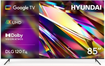 Телевизор LED Hyundai 85" H-LED85BU7011 Google TV черный/черный 4K Ultra HD 60Hz MEMC DVB-T DVB-T2 DVB-C DVB-S DVB-S2 USB WiFi Smart TV - купить недорого с доставкой в интернет-магазине