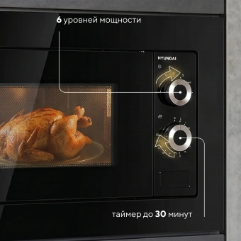 Микроволновая печь Hyundai HBW 2031 BG 20л. 700Вт черный (встраиваемая) - купить недорого с доставкой в интернет-магазине