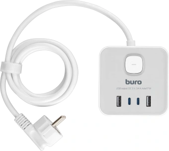 Сетевой удлинитель Buro BU-PTE4.1UC-W 1.5м (4 розетки) белый (пакет ПЭ) - купить недорого с доставкой в интернет-магазине