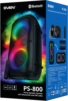 Колонка порт. Sven PS-800 черный 100W 2.0 BT 10м 4400mAh (SV-021511) - купить недорого с доставкой в интернет-магазине