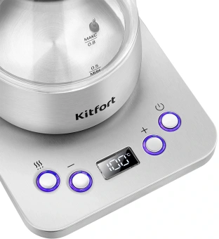 Чайник электрический Kitfort КТ-8707 0.8л. 1300Вт нержавеющая сталь/черный корпус: Металл/стекло/пластик - купить недорого с доставкой в интернет-магазине