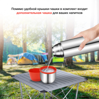 Термос Starwind 20-1000 1л. серебристый/красный картонная коробка - купить недорого с доставкой в интернет-магазине