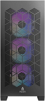 Корпус Azza AEROHEX черный без БП ATX 4x120mm 1xUSB2.0 1xUSB3.0 audio bott PSU - купить недорого с доставкой в интернет-магазине