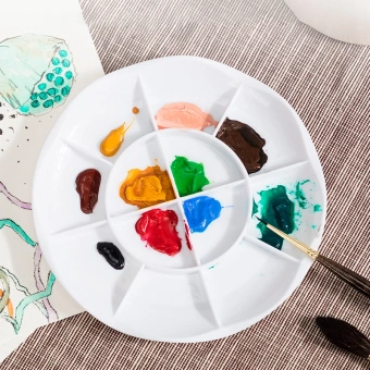 Палитра для смешивания красок Deli 68305 круглая D135мм - купить недорого с доставкой в интернет-магазине