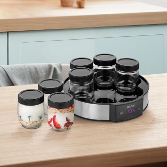 Йогуртница Kitfort КТ-6295 20Вт 7б. 190мл упр.:электрон. серебристый/черный - купить недорого с доставкой в интернет-магазине