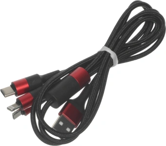 Кабель Hoco X26 Xpress one 80282 USB (m)-Lightning (m)/USB Type-C (m)/micro USB (m) 1м черный/красный - купить недорого с доставкой в интернет-магазине