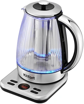 Чайник электрический Kitfort КТ-6711 1.7л. 2200Вт серебристый/черный корпус: пластик/стекло - купить недорого с доставкой в интернет-магазине