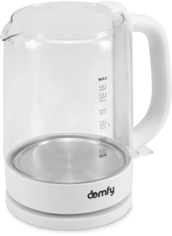 Чайник электрический Domfy DSW-EK304 1.6л. 2200Вт белый корпус: стекло/пластик - купить недорого с доставкой в интернет-магазине