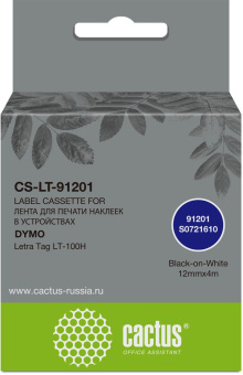 Картридж ленточный Cactus CS-LT-91201 91201 черный/белый для Dymo Letra Tag LT-100H - купить недорого с доставкой в интернет-магазине