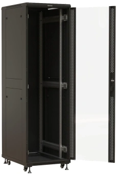 Шкаф серверный Hyperline (TTBR-4261-AS-RAL9004) напольный 42U 600x1000мм пер.дв.стекл задн.дв.спл.стал.лист 2 бок.пан. 800кг черный 910мм 128.2кг 2055мм IP20 сталь - купить недорого с доставкой в интернет-магазине