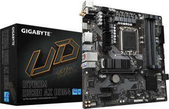 Материнская плата Gigabyte B760M DS3H AX DDR4 Soc-1700 Intel B760 4xDDR4 mATX AC`97 8ch(7.1) 2.5Gg RAID+HDMI+DP - купить недорого с доставкой в интернет-магазине