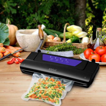 Вакуумный упаковщик Kitfort КТ-1528-1 110Вт 0.55Бар шир.пак.:28см черный/фиолетовый - купить недорого с доставкой в интернет-магазине