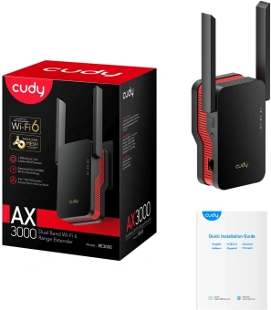 Повторитель беспроводного сигнала Cudy RE3000 AX3000 Wi-Fi черный - купить недорого с доставкой в интернет-магазине
