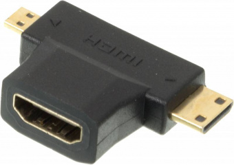 Переходник аудио-видео HDMI (f)/Micro HDMI (m)/Mini HDMI (m) черный (+ Mini HDMI (Male)) - купить недорого с доставкой в интернет-магазине