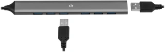 Разветвитель USB-C + USB-A Digma DHUB-7USB-AC-3.0 7порт. серебристый - купить недорого с доставкой в интернет-магазине