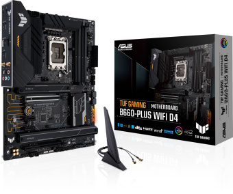 Материнская плата Asus TUF GAMING B660-PLUS WIFI D4 Soc-1700 Intel B660 4xDDR4 ATX AC`97 8ch(7.1) 2.5Gg RAID+HDMI+DP - купить недорого с доставкой в интернет-магазине