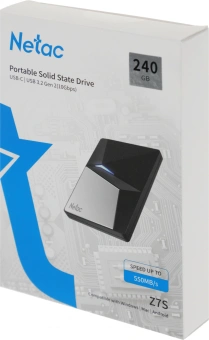 Накопитель SSD Netac USB-C 240GB NT01Z7S-240G-32BK Z7S 2.5" черный - купить недорого с доставкой в интернет-магазине
