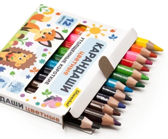 Карандаши цв. Silwerhof Jumbo Mini Веселые друзья 6мм шестигран. дерево ассорти 12цв. коробка/европод. - купить недорого с доставкой в интернет-магазине